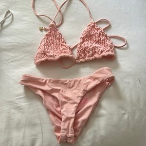 Tori Praver pink ruched bikini